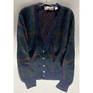 Vtg John Ashford 100% Cotton Navy Blue Cardigan Sweater